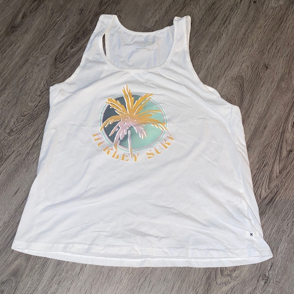 Hurley Surf White Tank with Pastel Graphic